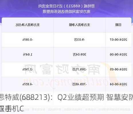 思特威(688213)：Q2业绩超预期 智慧安防与手机C
双击