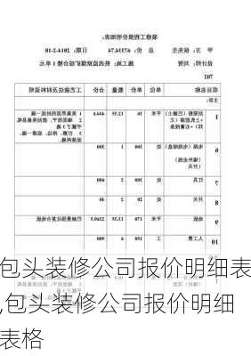 包头装修公司报价明细表,包头装修公司报价明细表格