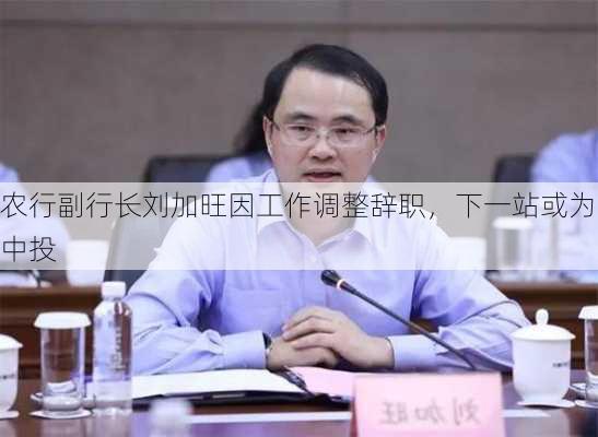 农行副行长刘加旺因工作调整辞职，下一站或为中投
