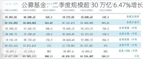 公募基金：二季度规模超 30 万亿 6.47%增长