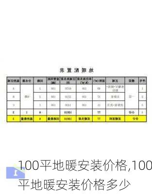 100平地暖安装价格,100平地暖安装价格多少