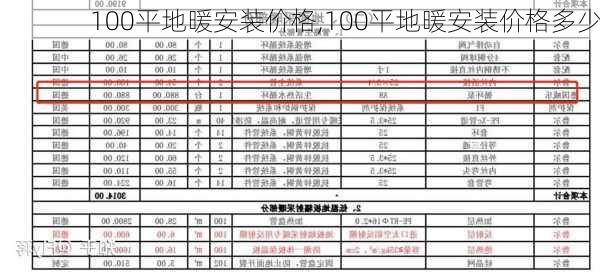 100平地暖安装价格,100平地暖安装价格多少