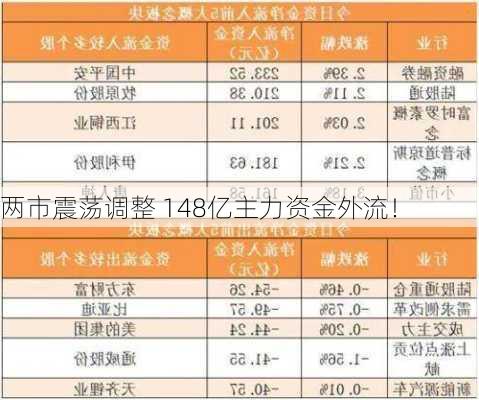 两市震荡调整 148亿主力资金外流！