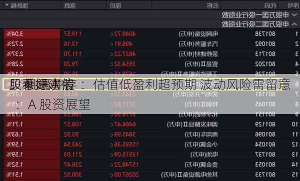 贝莱德建信
：看好 A 股
股 机遇并存 ：估值低盈利超预期 波动风险需留意  ：A 股资展望