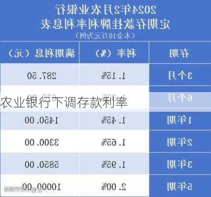 农业银行下调存款利率