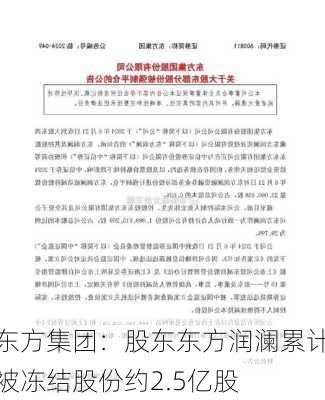 东方集团：股东东方润澜累计被冻结股份约2.5亿股