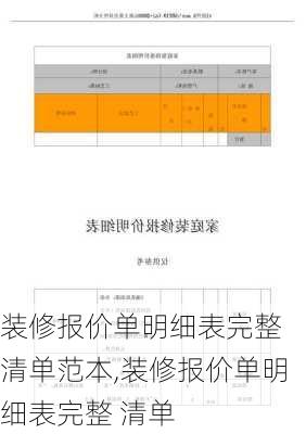 装修报价单明细表完整 清单范本,装修报价单明细表完整 清单