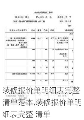 装修报价单明细表完整 清单范本,装修报价单明细表完整 清单