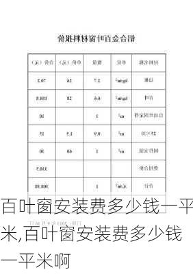 百叶窗安装费多少钱一平米,百叶窗安装费多少钱一平米啊