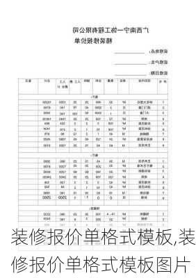 装修报价单格式模板,装修报价单格式模板图片