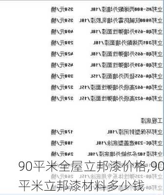 90平米全屋立邦漆价格,90平米立邦漆材料多少钱