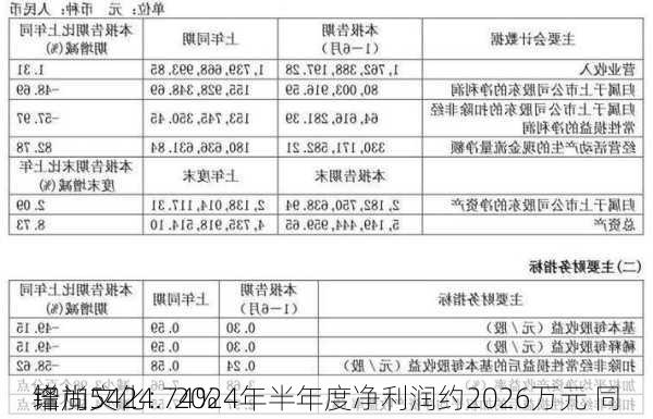 锋尚文化：2024年半年度净利润约2026万元 同
增加5424.74%