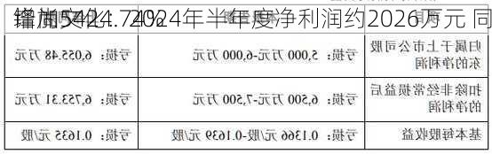 锋尚文化：2024年半年度净利润约2026万元 同
增加5424.74%