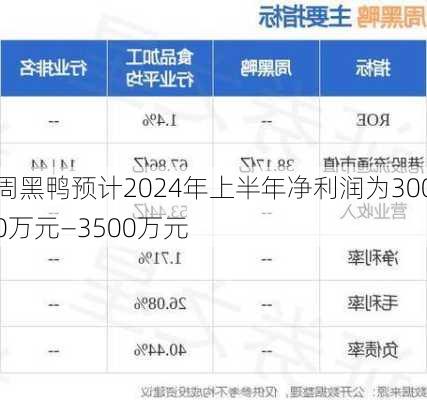 周黑鸭预计2024年上半年净利润为3000万元―3500万元