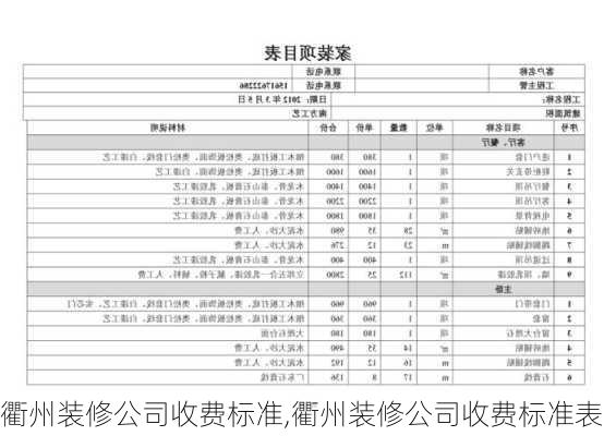 衢州装修公司收费标准,衢州装修公司收费标准表