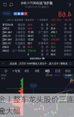 主力资金丨整车龙头股价三连板，资金大幅
3.56亿元