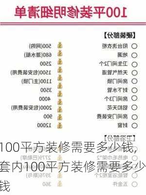 100平方装修需要多少钱,套内100平方装修需要多少钱