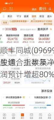 顺丰同城(09699)获纳入恒生综合指数及
股通，上半年净利润预计增超80%