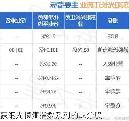 东阳光长江
获纳入恒生指数系列的成分股