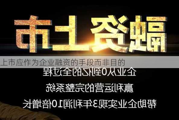 上市应作为企业融资的手段而非目的