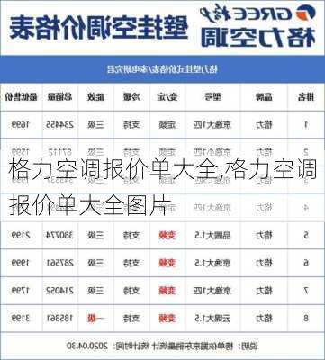 格力空调报价单大全,格力空调报价单大全图片