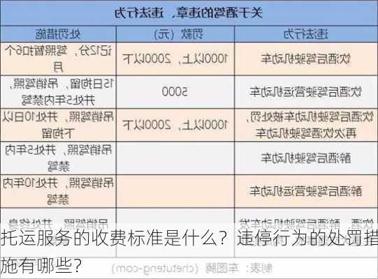 托运服务的收费标准是什么？违停行为的处罚措施有哪些？