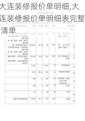 大连装修报价单明细,大连装修报价单明细表完整 清单