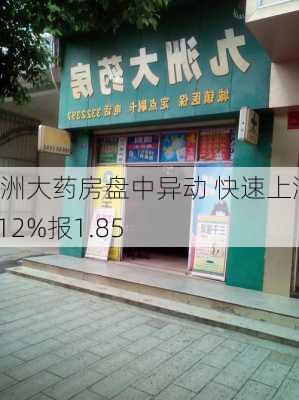 九洲大药房盘中异动 快速上涨10.12%报1.85
