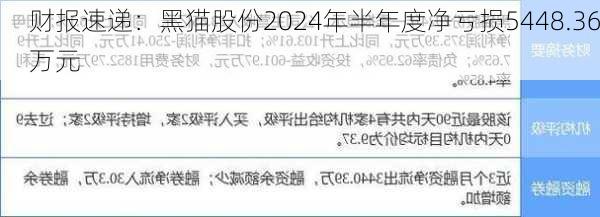 财报速递：黑猫股份2024年半年度净亏损5448.36万元