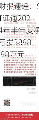 财报速递：ST证通2024年半年度净亏损3898.98万元