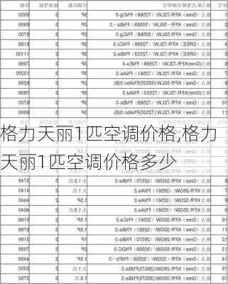 格力天丽1匹空调价格,格力天丽1匹空调价格多少