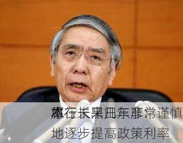 
本
原行长黑田东彦：
本
将在未来几年非常谨慎地逐步提高政策利率