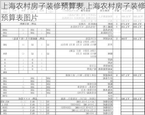 上海农村房子装修预算表,上海农村房子装修预算表图片