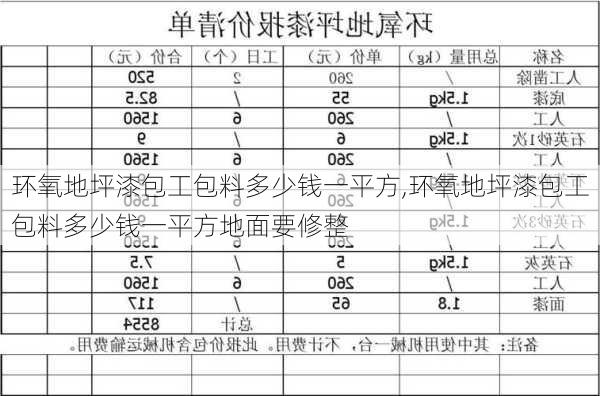 环氧地坪漆包工包料多少钱一平方,环氧地坪漆包工包料多少钱一平方地面要修整