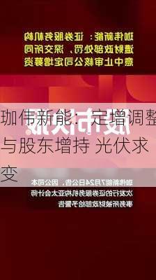 珈伟新能：定增调整与股东增持 光伏求变