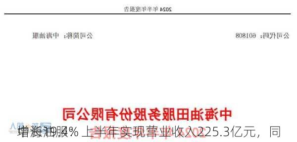 中海油服：上半年实现营业收入225.3亿元，同
增长19.4%