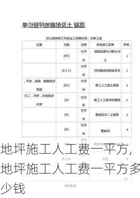 地坪施工人工费一平方,地坪施工人工费一平方多少钱