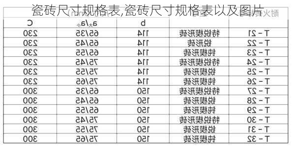 瓷砖尺寸规格表,瓷砖尺寸规格表以及图片