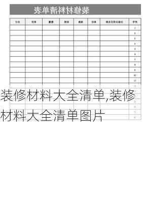 装修材料大全清单,装修材料大全清单图片