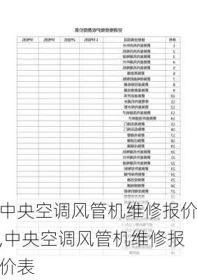 中央空调风管机维修报价,中央空调风管机维修报价表