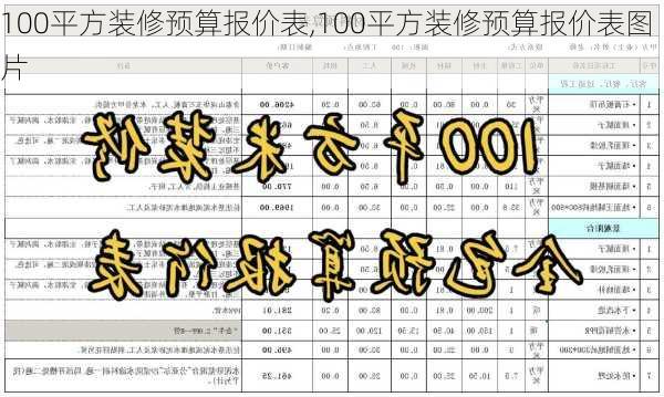 100平方装修预算报价表,100平方装修预算报价表图片