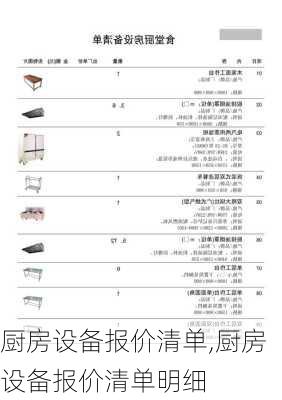 厨房设备报价清单,厨房设备报价清单明细