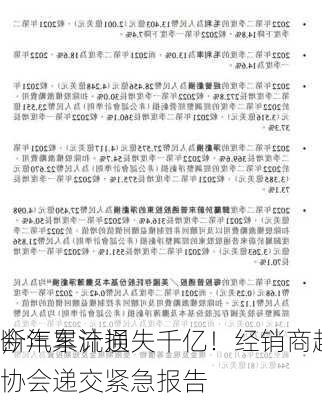 今年累计损失千亿！经销商越卖越亏、
断
，汽车流通协会递交紧急报告