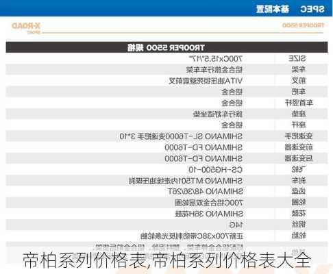 帝柏系列价格表,帝柏系列价格表大全