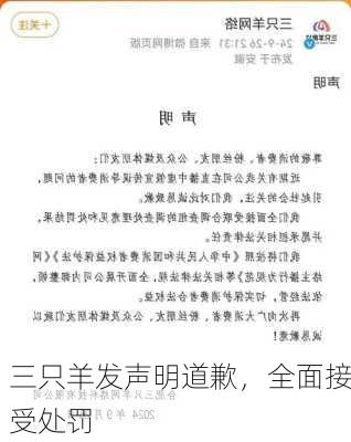 三只羊发声明道歉，全面接受处罚