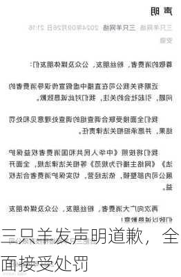 三只羊发声明道歉，全面接受处罚