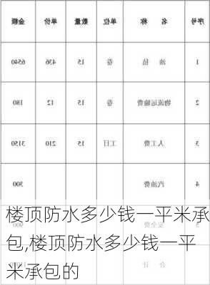 楼顶防水多少钱一平米承包,楼顶防水多少钱一平米承包的