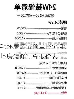 毛坯房装修预算报价,毛坯房装修预算报价表