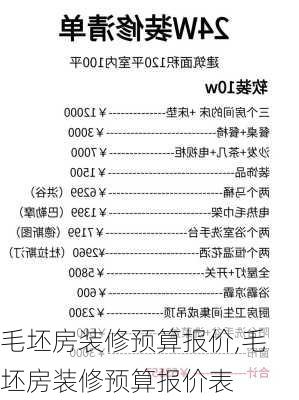 毛坯房装修预算报价,毛坯房装修预算报价表