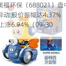 奥福环保（688021）盘中异动 股价振幅达4.37%  上涨6.94%（09-30）